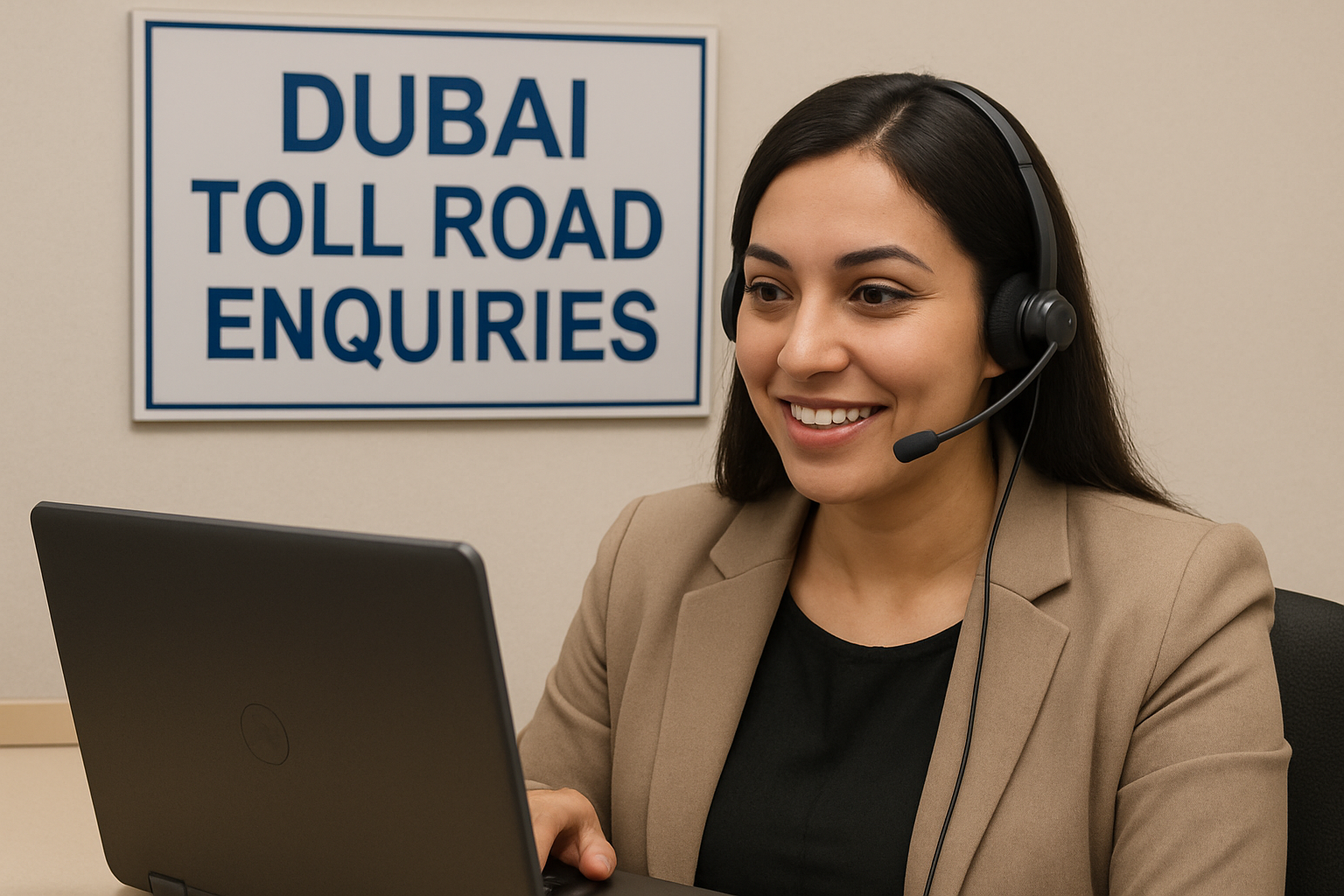 Customer service representative assisting with Dubai toll road enquiries